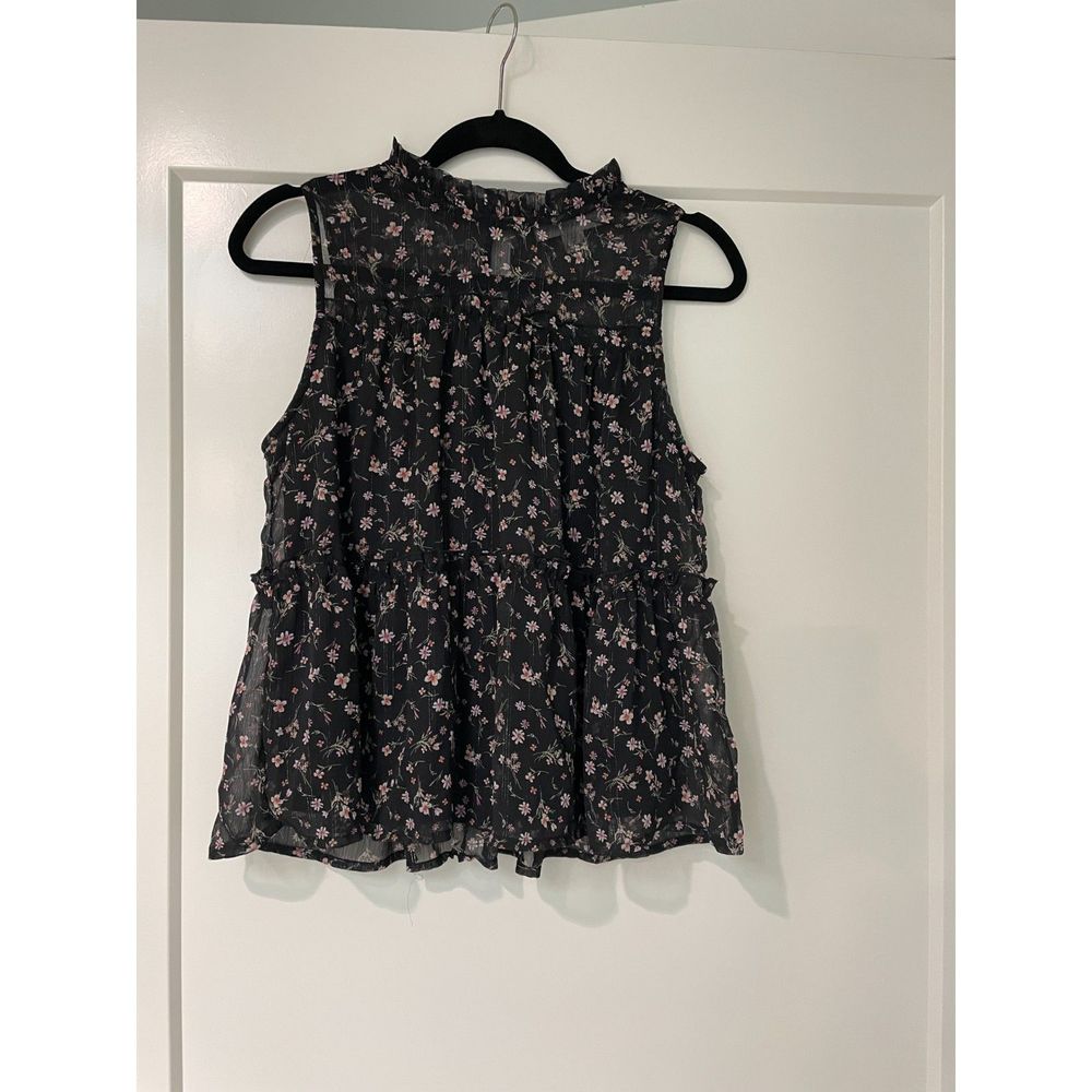 Monteau Black Floral Print Lined Tank